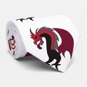 Red Black Dragon Mythical Creature Tie