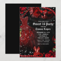 Red Black Dress Masquerade Sweet 16 Birthday Party