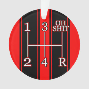 Red Black Dual Race Stripe Muscle Car Ornament