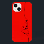 Red Black Elegant Calligraphy Script Name Case-Mate iPhone 14 Case<br><div class="desc">Red Black Elegant Calligraphy Script Custom Personalised Name iPhone 14 Smart Phone Cases features a modern and trendy simple and stylish design with your personalised name in elegant hand written calligraphy script typography on a red background. Designed by ©Evco Studio www.zazzle.com/store/evcostudio</div>