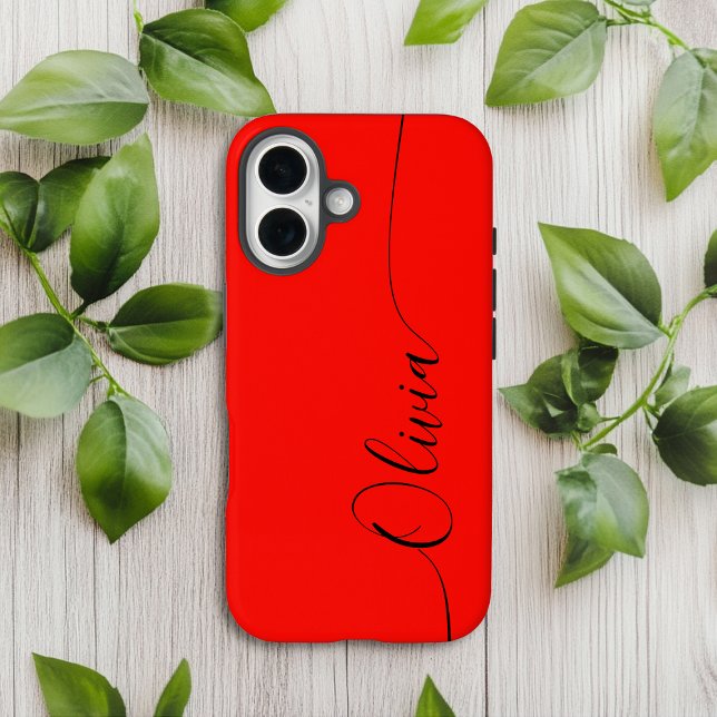 Red Black Elegant Calligraphy Script Name Case-Mate iPhone Case (Creator Uploaded)