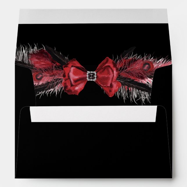 Red & Black Feather - Black Envelope (Back (Bottom))