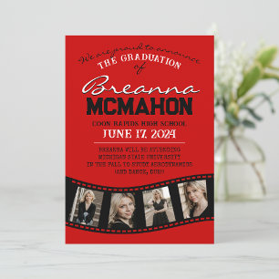 Red & Black Filmstrip Graduation Announcement