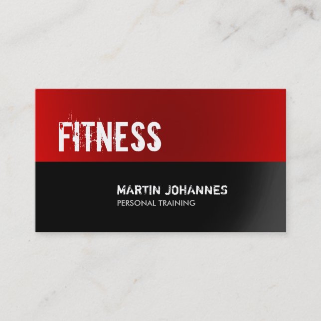 Red Black Fitness Personal Trainer Bodybuilding Business Card (Front)