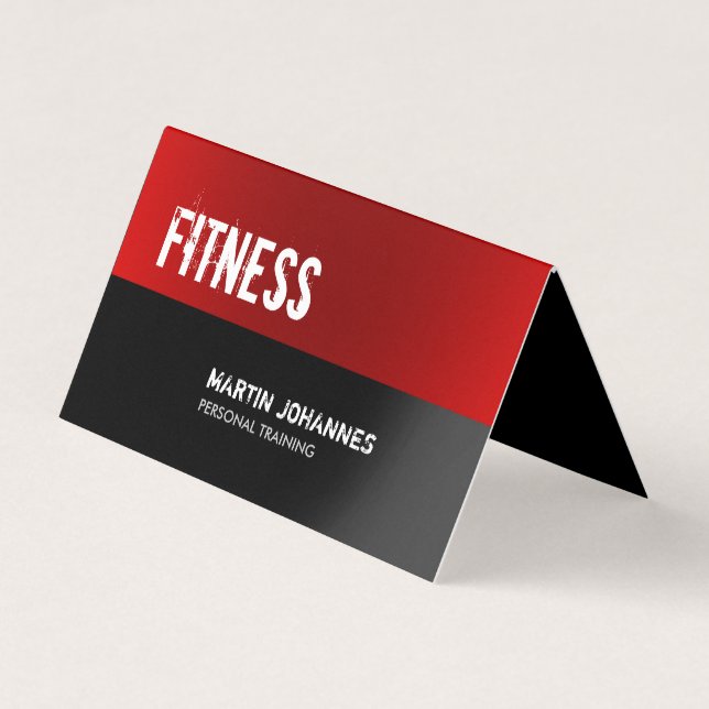 Red Black Fitness Personal Trainer Bodybuilding Business Card (Front)