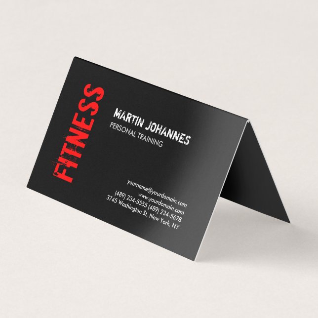Red Black Fitness Personal Trainer Business Card (Front)