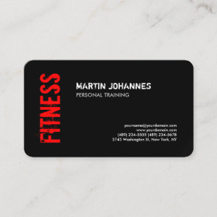 Red Black Fitness Personal Trainer Business Card