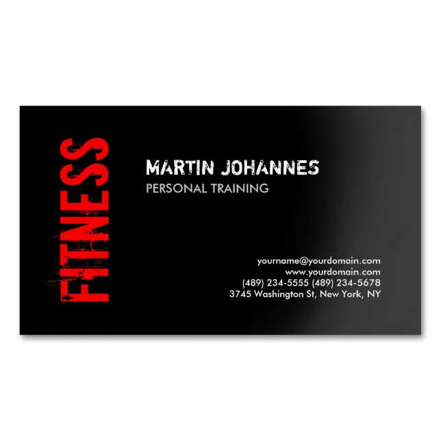 Red Black Fitness Personal Trainer Business Card (Front)