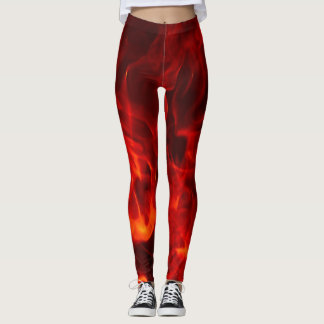 Red Black flame modern black chic hipster photo Leggings