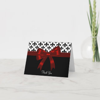 Red Black Fleur De Lis Thank You Cards