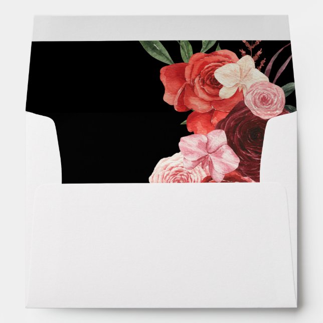 Red & Black Floral Envelope  (Back (Bottom))