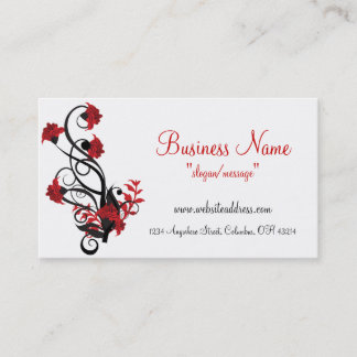 Red & Black Floral Vine Design Business Cards