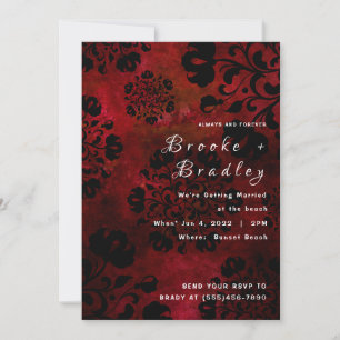 Red & Black Floral Wedding Invitation