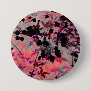Red black flower pattern design graphic art 7.5 cm round badge