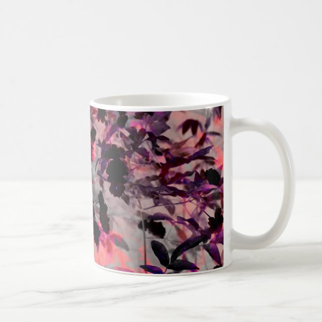 Red black flower pattern design graphic art coffee mug (Right)