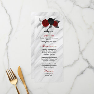 red & black flowers beautiful wedding menu