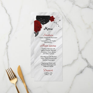 red & black flowers beautiful wedding menu