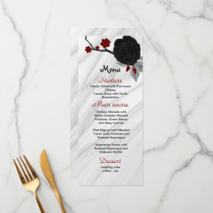 red & black flowers beautiful wedding menu