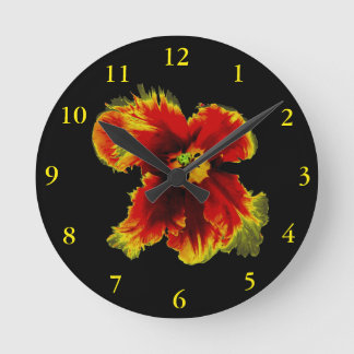Red Black Flowers Custom Round (Medium) Wall Clock