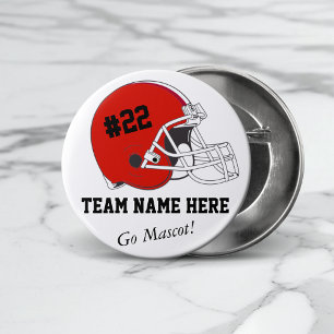 Red Black Football Helmet•Custom 7.5 Cm Round Badge