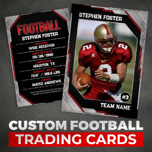 Red & Black Football Trading Card Football Player