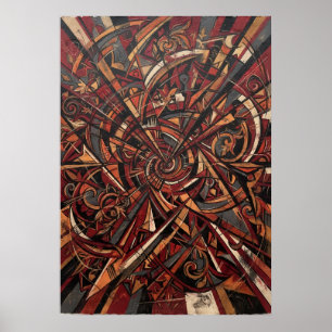 Red Black Geometric Abstract Poster