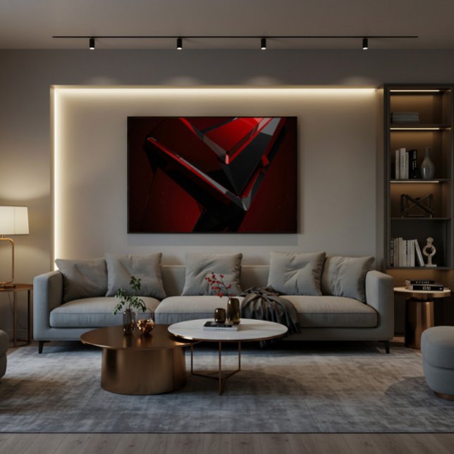 Red Black Geometric Abstract Shard Canvas Print (Creator Uploaded)