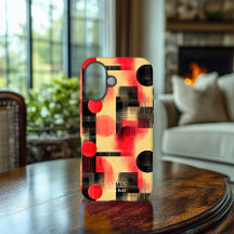 Red & Black Geometric Art Phone Case for iPhone