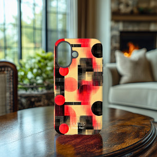 Red & Black Geometric Art Phone Case for iPhone