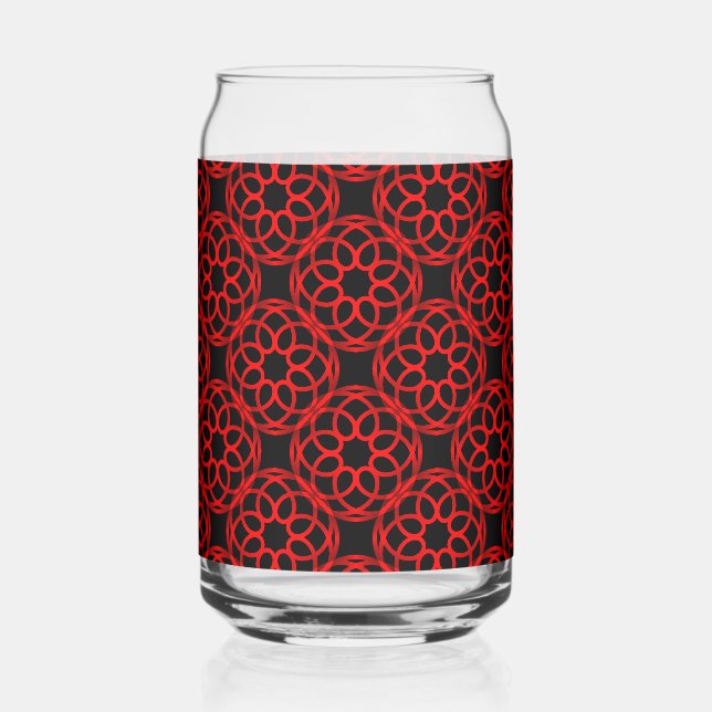 Red Black Geometric Seamless Pattern Can Glass (Front)