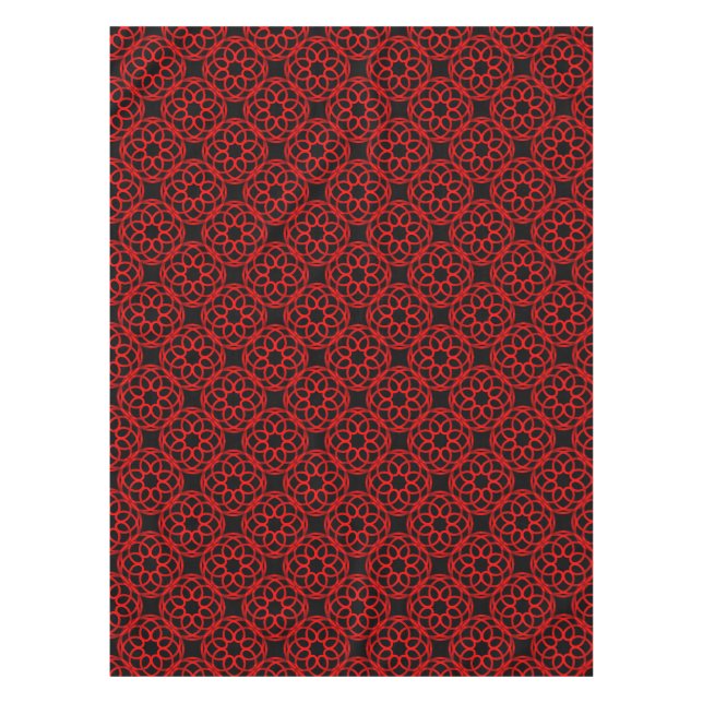 Red Black Geometric Seamless Pattern Tablecloth (Front)
