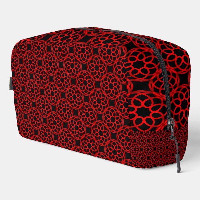 Red Black Geometric Seamless Pattern Toiletry Bag (Right Corner)