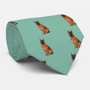 Red & Black German Shepherd GSD Tie