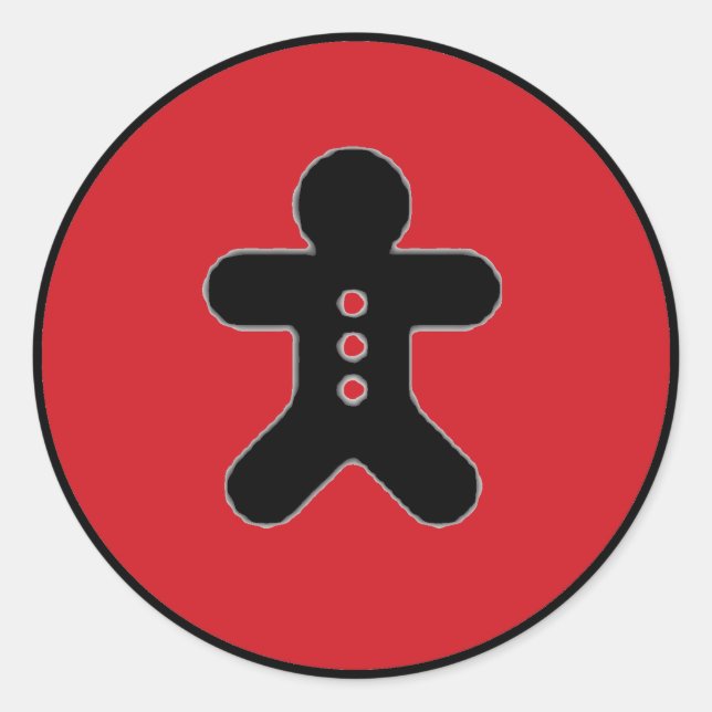 Red black gingerbread man simple stickers (Front)