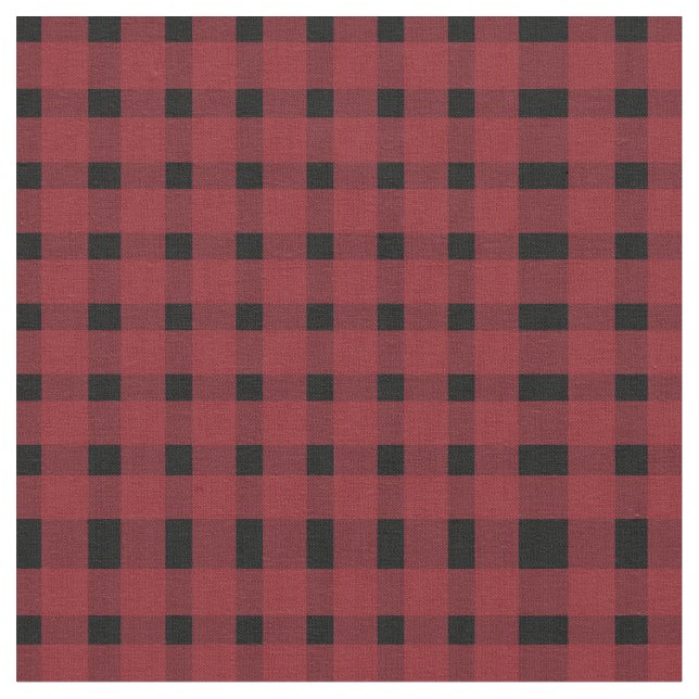Red Black Gingham Pattern  Fabric (Close Up)