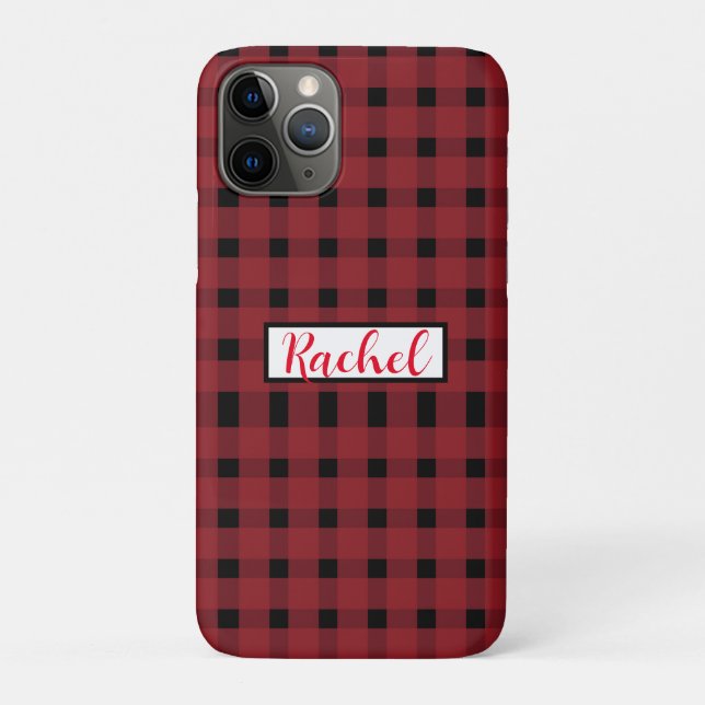 Red Black Gingham Personalised  Case-Mate iPhone Case (Back)