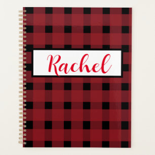Red Black Gingham Personalised Planner