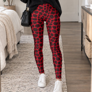 Red Black Giraffe Print Leggings
