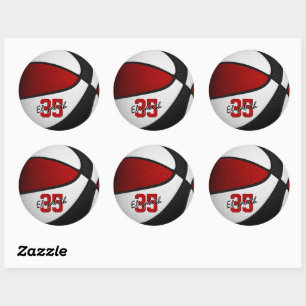 red black girls boys basketball team colours classic round sticker
