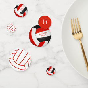 red black girls boys volleyball birthday party confetti