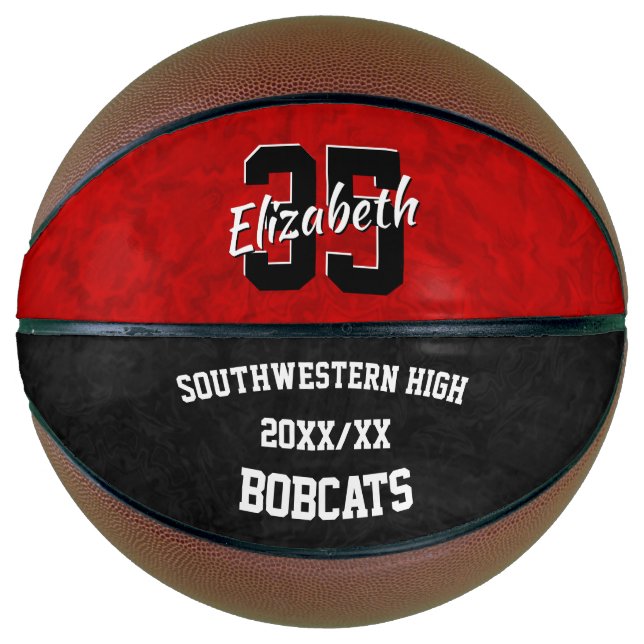 red black girls team colours keepsake  basketball (Front)