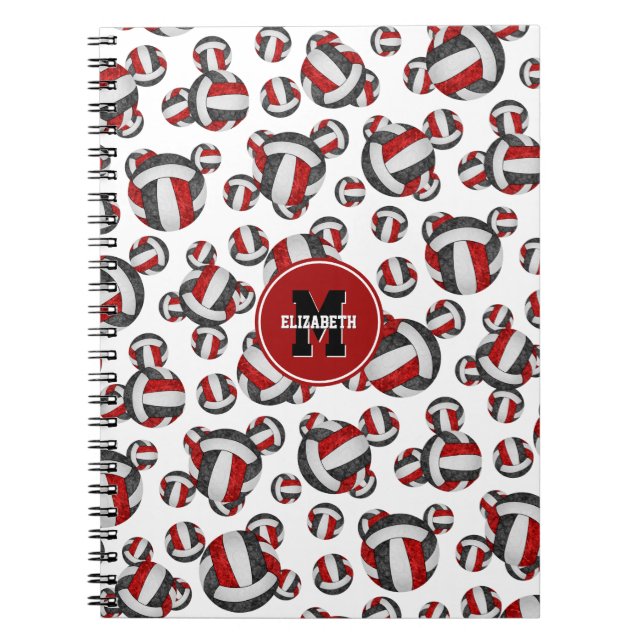 red black girls volleyball team colours personalis notebook (Front)