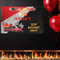 Red | Black Go Kart Racing Birthday Party Welcome