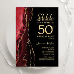 Red Black Gold Agate Surprise 50th Birthday Invitation<br><div class="desc">Red black and gold agate surprise 50th birthday party invitation. Elegant modern design featuring watercolor agate marble geode background,  faux glitter gold and typography script font. Trendy invite card perfect for a stylish women's bday celebration. Printed Zazzle invitations or instant download digital printable template.</div>