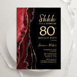 Red Black Gold Agate Surprise 80th Birthday Invitation<br><div class="desc">Red,  black and gold agate surprise 80th birthday party invitation. Elegant modern design featuring watercolor agate marble geode background,  faux glitter gold and typography script font. Trendy invite card perfect for a stylish women's bday celebration. Printed Zazzle invitations or instant download digital printable template.</div>