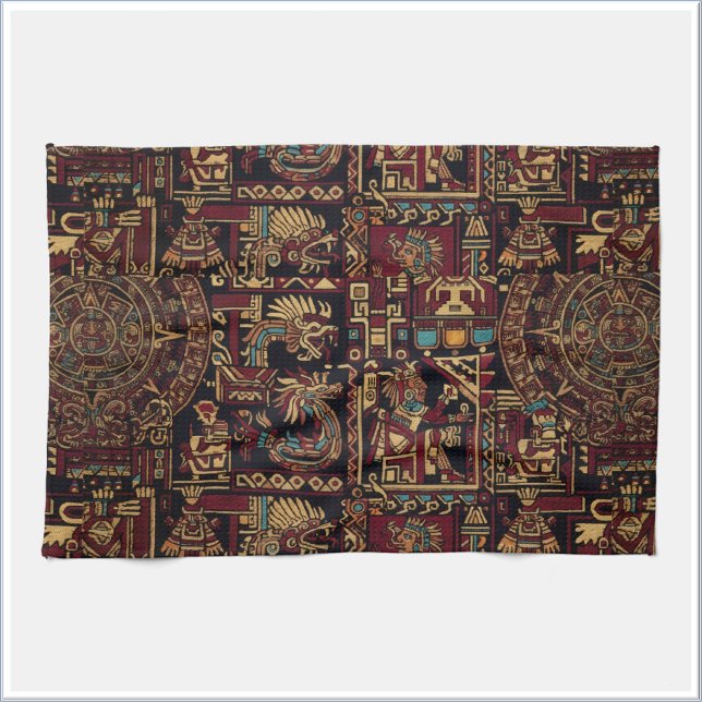 Red Black & Gold Aztec Inspired Design Tea Towel (Creator Uploaded)