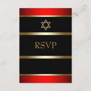 Red Black Gold Bar Mitzvah RSVP