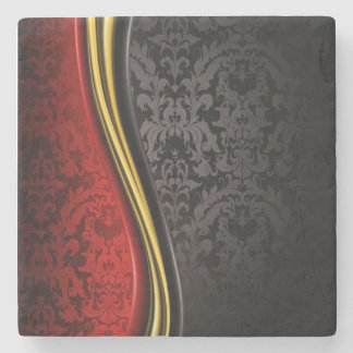 RED, BLACK & GOLD BAROQUE DESIGN MARBLE COASTER