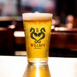 Red Black Gold Dragon Monogram Fantasy Wedding  Glass<br><div class="desc">Monogrammed keepsake for your groomsmen and best man with a twin dragon monogram, the groomsman's name in a red vintage font suitable for a dragon-themed fantasy wedding, and his role beneath. Change the text to give the beer glass to groomsmen, a best man, father of the bride, father of the...</div>