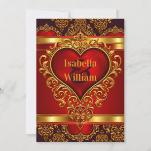 Red Black Gold Elegant Wedding Invitation